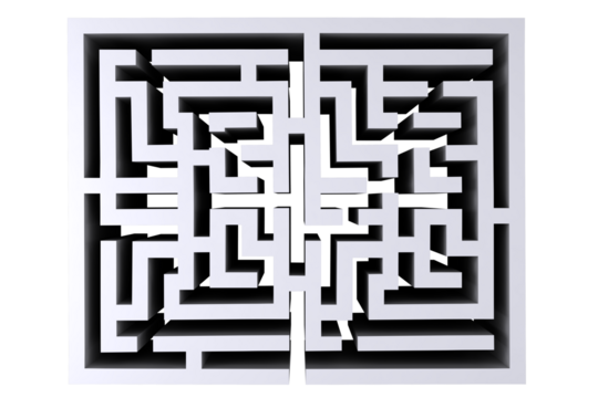 Digital png illustration of white maze on transparent background