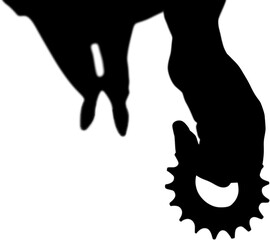 Digital png silhouette of man holding gear on transparent background