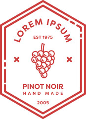 Digital png illustration of red badge with lorem ipsum pinot noir text on transparent background