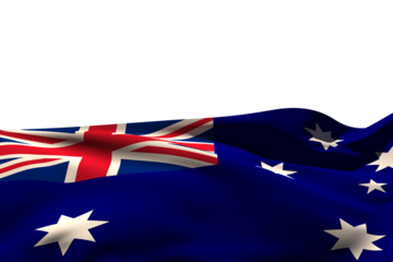 Digital png illustration of flying australian flag on transparent background