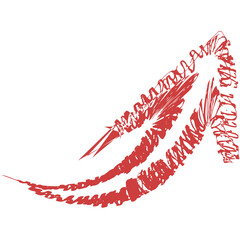 Digital png illustration of red curved up arrow on transparent background