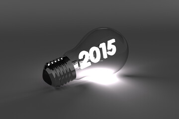 Digital png illustration of light bulb with 2015 number on transparent background