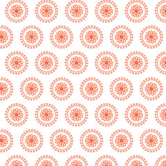 Digital png illustration of red rosettes repeated on transparent background