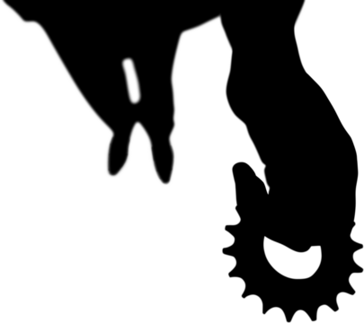Digital png silhouette of man holding gear on transparent background - Powered by Adobe