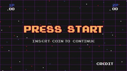 PRESS START INSERT A COIN TO CONTINUE .pixel art .8 bit game.retro game. for game assets - Powered by Adobe