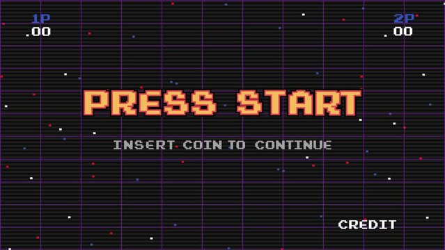 PRESS START INSERT A COIN TO CONTINUE .pixel art .8 bit game.retro game. for game assets