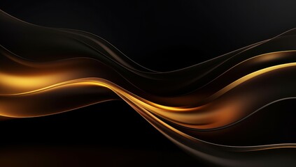 Elegant golden waves on a black background, suitable for sophisticated branding or luxury design elements.