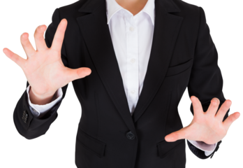 Digital png photo of caucasian businessman gesturing on transparent background