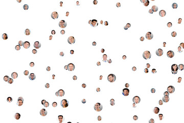 Digital png illustration of diverse business people and data on transparent background