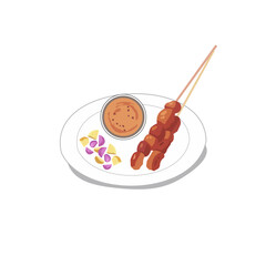 sate indonesain food icons vector flat design illustration