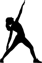 Digital png silhouette image of woman stretching on transparent background