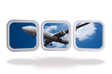 Digital png photo of plane over blue sky on transparent background