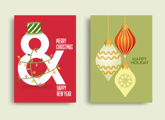 Simple iconic Christmas ornament on colorful backgrounds, Vector illustration concepts for graphic and web design, social media banners, and marketing material.