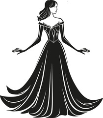 A girl in a wedding dress isolated black colour flat 