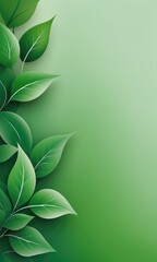 Abstract green background with lines and blurry leaves 