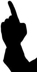 Digital png silhouette image of pointing finger on transparent background