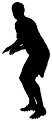 Digital png silhouette image of male soccer player on transparent background