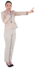 Deurstickers Aziatische plekken Digital png photo of asian businesswoman pointing on transparent background