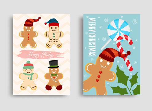 Gingerbread collection. Christmas icon. Holiday winter symbols. Festive treats. New Year cookies.