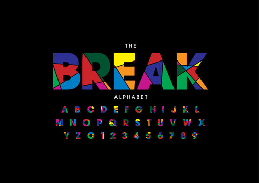 Vector of stylized modern font and alphabet