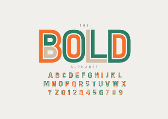 Vector of stylized modern font and alphabet