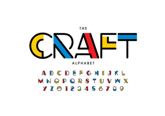 Vector of stylized modern font and alphabet