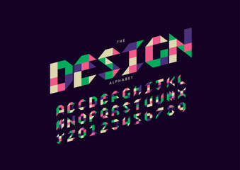 Vector of stylized modern font and alphabet