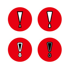 bordered round exclamation mark icon set warning sign vector caution alarm svg symbol red sticker png