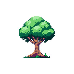 Lush canopy harmony pixel art illustration of a verdant tree