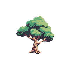 Lush canopy harmony pixel art illustration of a verdant tree