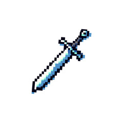 sword illustration in pixel art style, pixelated, 8 bit, vector, graphic element, retro