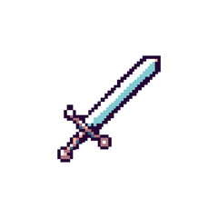 sword illustration in pixel art style, pixelated, 8 bit, vector, graphic element, retro
