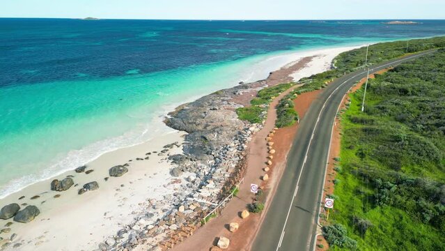 Marginal Road in Cape Leeuwin Coastline with Paradise Beach Waters Australia