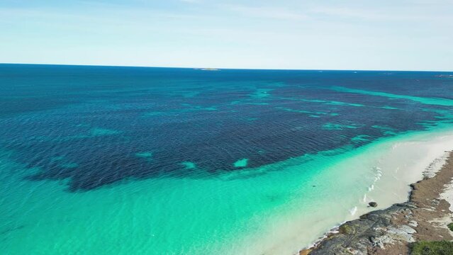 Pan Left Cape Leeuwin Coastline in Australia with beautiful Indian Ocean and empty road