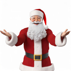 Fototapeta na wymiar Happy Santa Claus with open hands isolated on white background