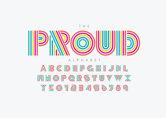 Vector of stylized modern font and alphabet