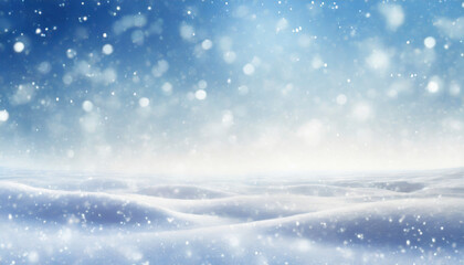 Fototapeta premium winter landscape with snow on the ground and snowflakes in the sky