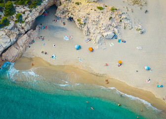Aerial view of Roca del torn, naturist beach and resort near Tarragona in Spain