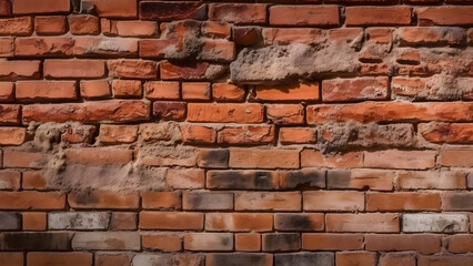 Obraz premium Old brick wall, old texture of red stone blocks closeup high resolution