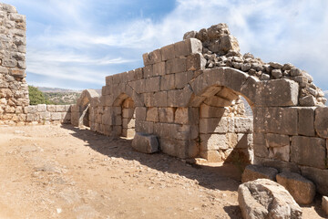 Remains  of bif hall in the medieval fortress of Nimrod - Qalaat al-Subeiba, located near the...