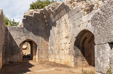 Remains  of a hall in corner watchtower in the medieval fortress of Nimrod – Qala'at al-Subeiba,...