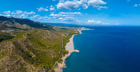 Aerial view of Roca del torn, naturist beach and resort near Tarragona in Spain