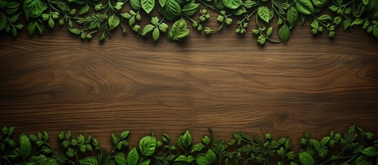The old wood panel had a beautiful floral pattern engraved on its surface, giving it a unique texture that resembled the delicate veins of a leaf. Placed against the lush green backdrop of the forest
