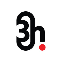 3H brand name vector illustrative monogram.