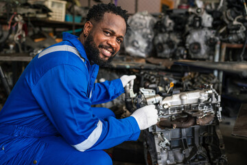 Auto mechanic are repair and maintenance auto engine is problems at car repair shop.