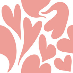 Melting pink love heart seamless pattern illustration.Groovy hippie  Retro psychedelic romantic background Valentine's day holiday backdrop wedding wallpaper design. 
