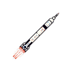 Saturn v rocket in vector illustration pixel arti style 8 bit game retro gameboy