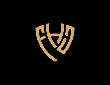 FHJ creative letter shield logo design vector icon illustration