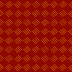 maroon repetitive background with orange hand drawn striped squares. vector seamless pattern. geometric fabric swatch. wrapping paper. design template for textile, linen, home decor