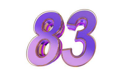 Purple glossy 3d number 83